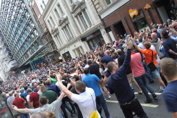 Marchers chant “England, England”. Pic credit: Tash Shifrin