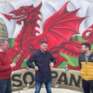 Stan Robinson and Dan Morgan with Tommy Robinson in Wales