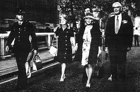 Bee Carthew (left) marches to Downing St in 1972 to present petition against immigration. With her, left to right: Joy Page, Harvey Proctor and former Deputy Director of MI6, George Kennedy Young. (Photo: Mike Cohen)