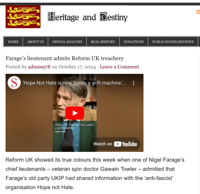 Gawain Towler claims causing fury among the far-right hate-mongers