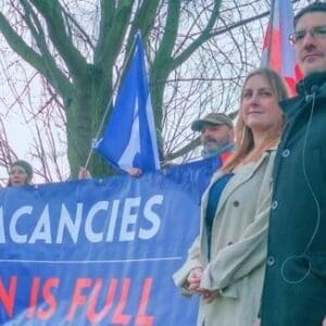 Mark Collett (left) and Laura Towler nervously await BBC undercover investigation