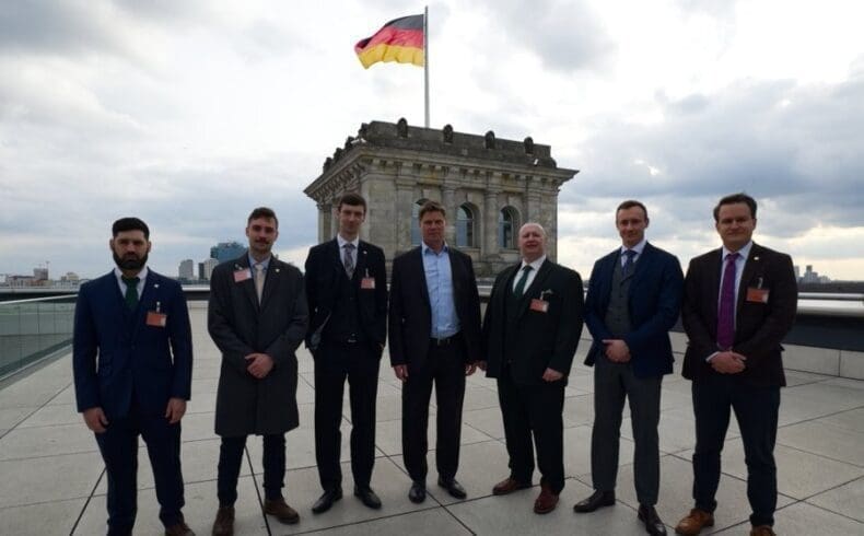 Homeland Party delegation, led by Kenny Smith (3rd from right) gets a tour of the Bundestag from AfD MPs.