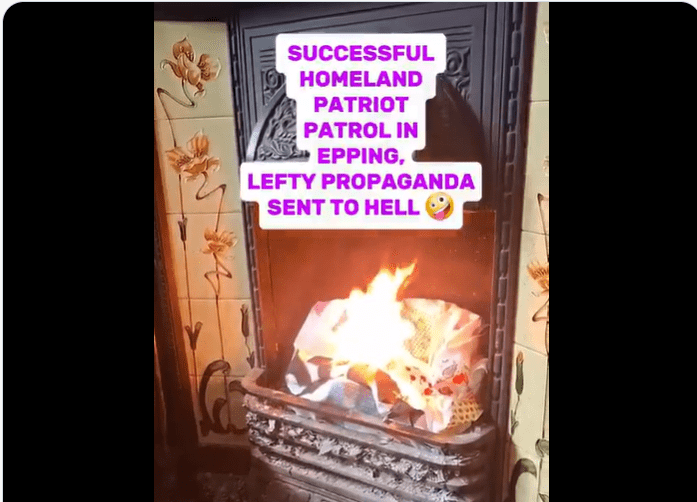 Homeland bigots burn children’s ‘no place for hate’ banner in Epping