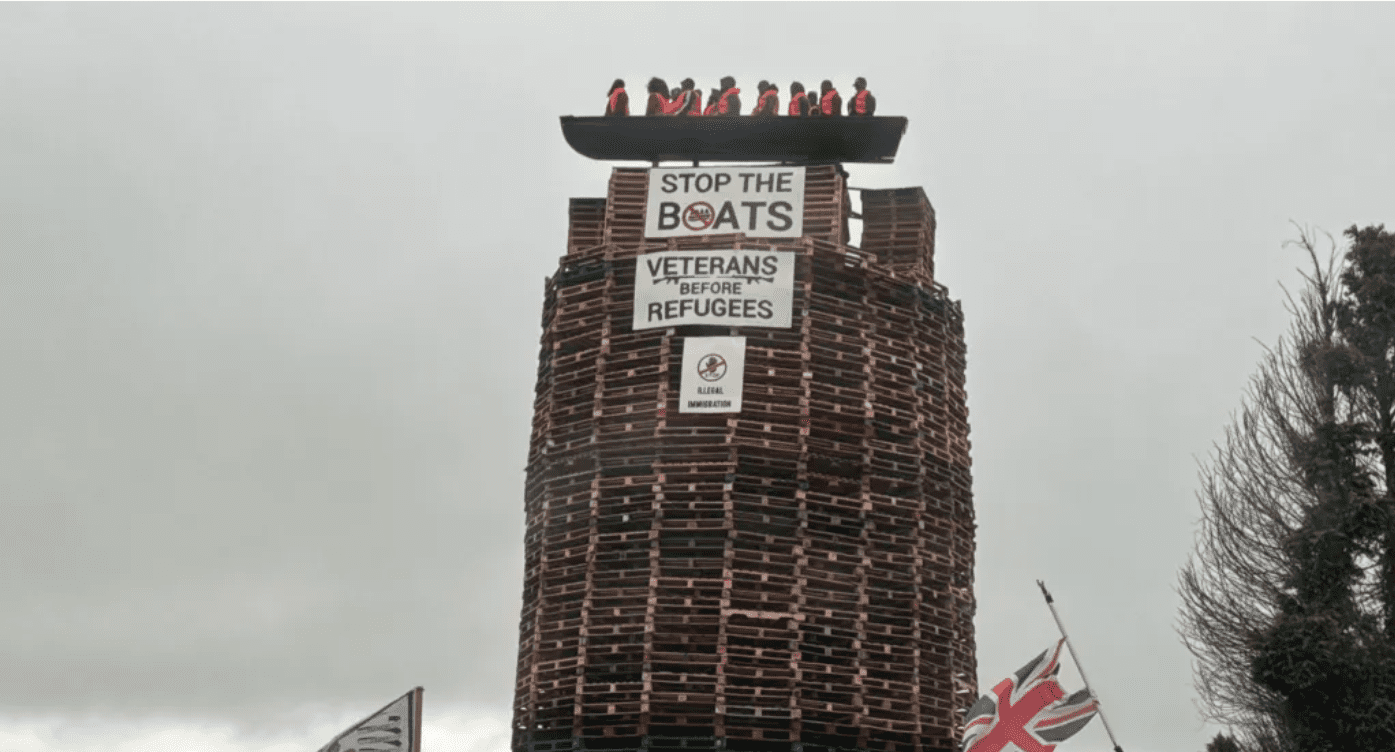 Outrage in Northern Ireland as loyalists plan bonfire of migrant effigies