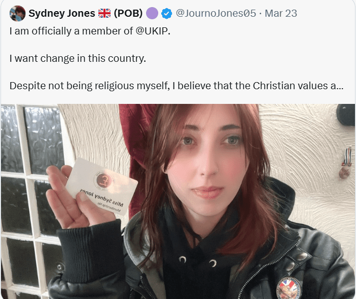 Sydney Jones announces UKIP membership