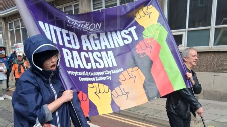 Liverpool anti fascist demo 9 August 2025 11