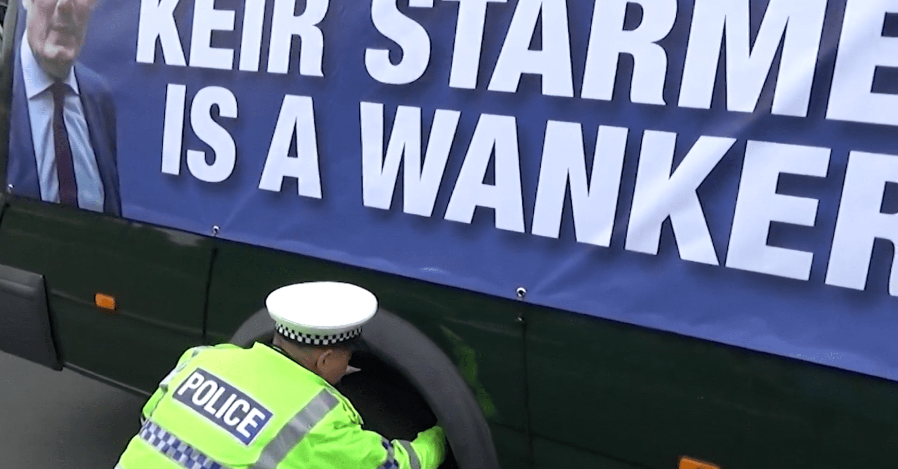Police put brakes on Britain First’s battered battle bus