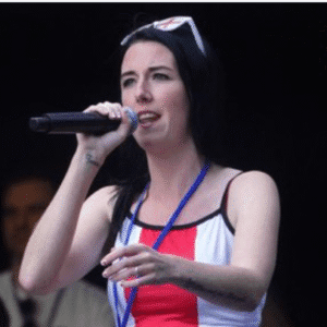 Jodie Scott aka Goodban performs at Tommy Robinson rally 2025