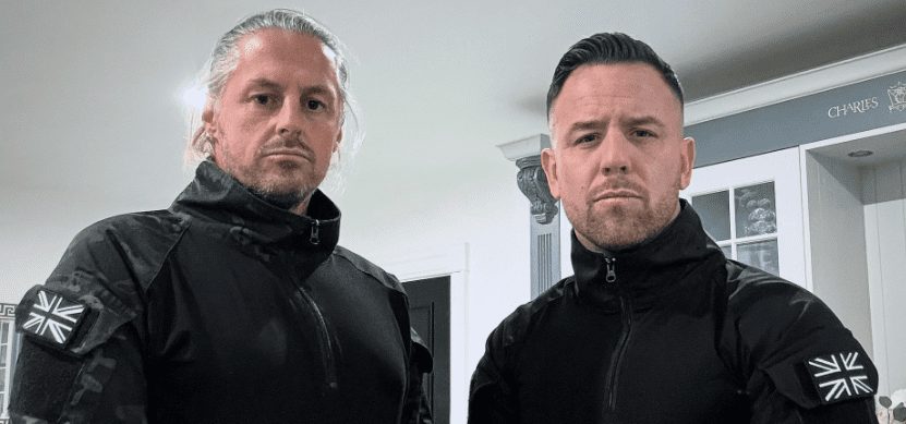 ‘Men of England’ Danny Tommo and Ryan Bridge do a terrified runner in France