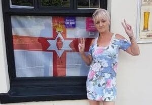 Olwyn Brackenridge red hand flag 2