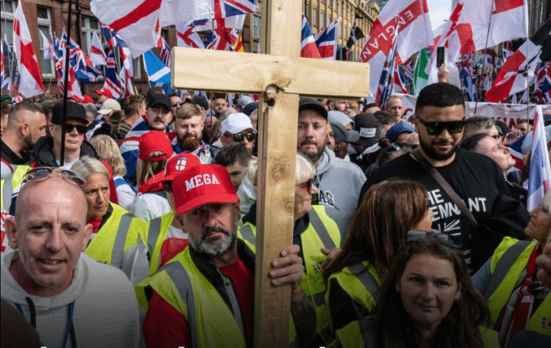 Cross at Tommy Robinson Unite the Kingdom rally 12 Sept 2025