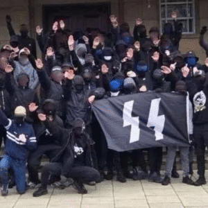 Raith Rovers ultras with SS banner