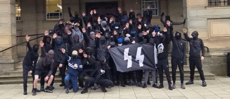 Raith Rovers ultras with SS banner