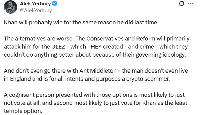 Alek Yerbury tweet re Laila Cunningham