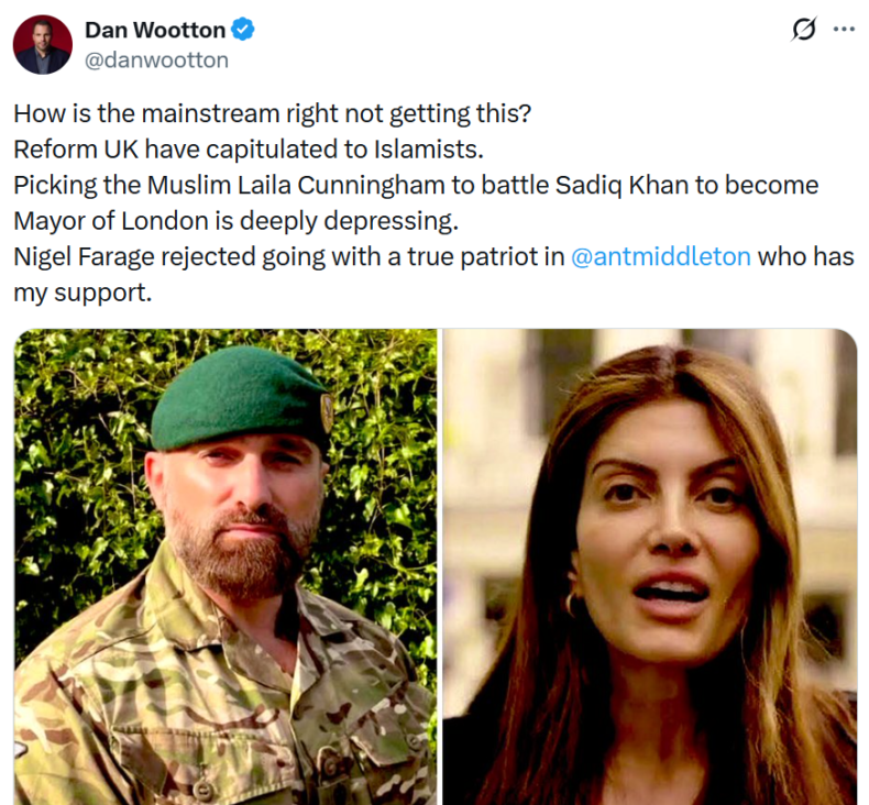 Dan Wootton tweet re Laila Cunningham