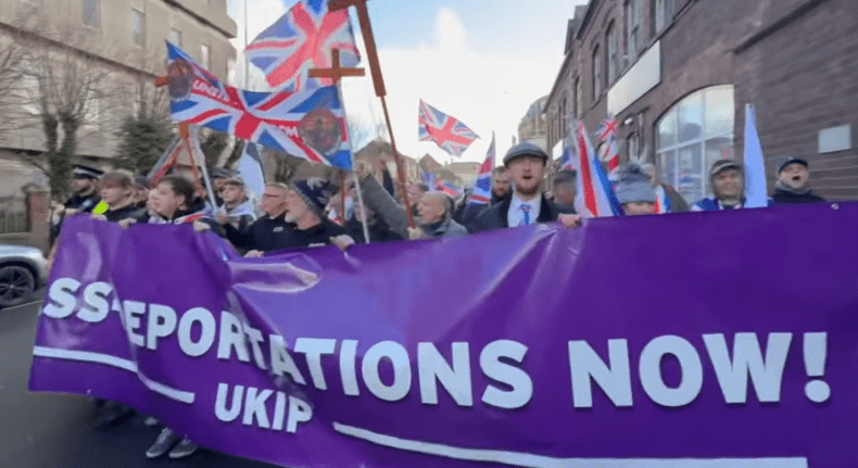 Tenconi at UKIP march Exeter 17 Jan 2026