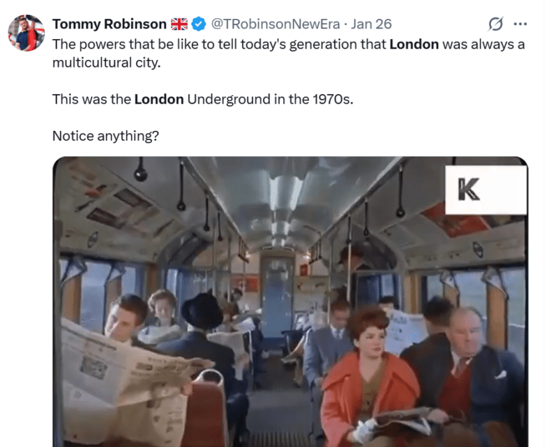 Tommy Robinson's white London post