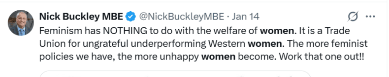 Nick Buckley post about women