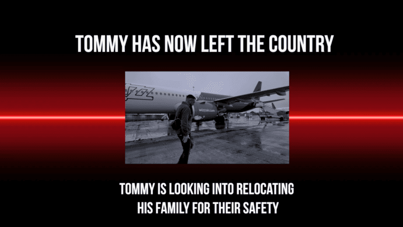 Tommy Robinson flees UK