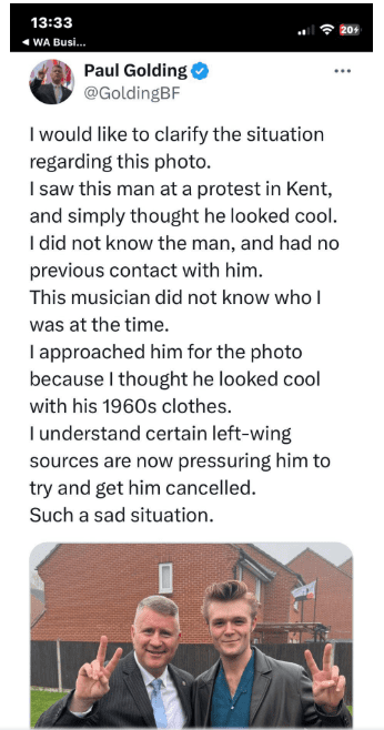Paul Golding post re Dylan Kirk