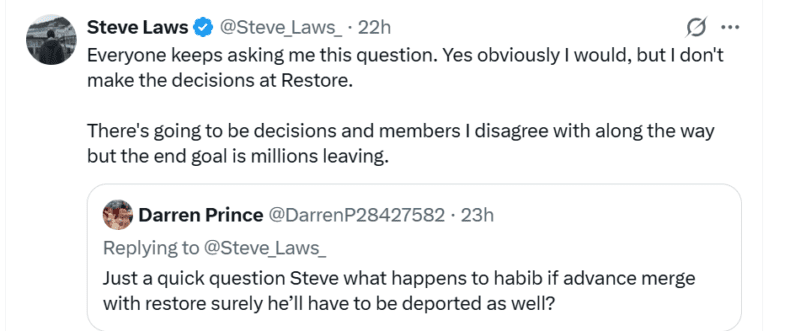 Steve Laws says Habib should be deported