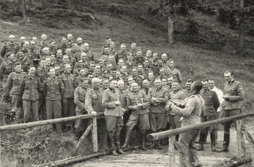 SS celebrate murder of 350,000 Hungarian Jews at Auschwitz, July 1944