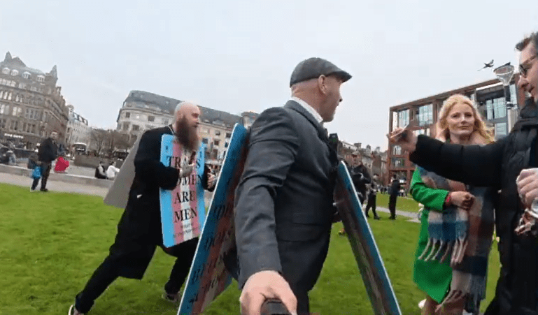 Steve James and Alex Irvine harass Hannah Spencer