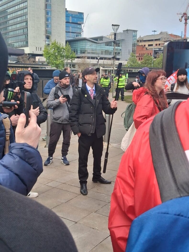 Lee Scheres Britain First manchester 18 April 2026