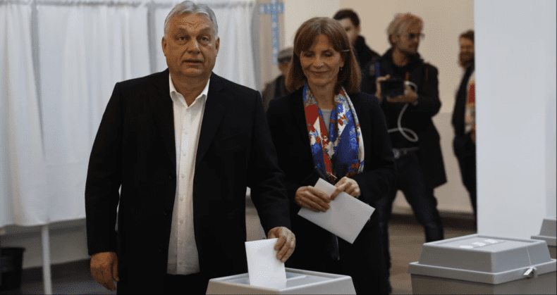 Viktor Orban votes in Hungarian election