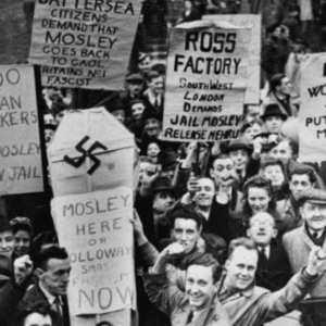 Demosntration against the post-war release of Oswald Mosley