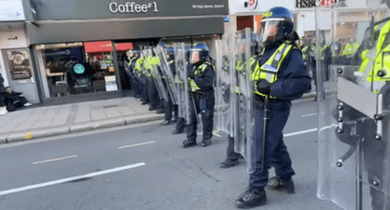 Police at Epsom riots 2026