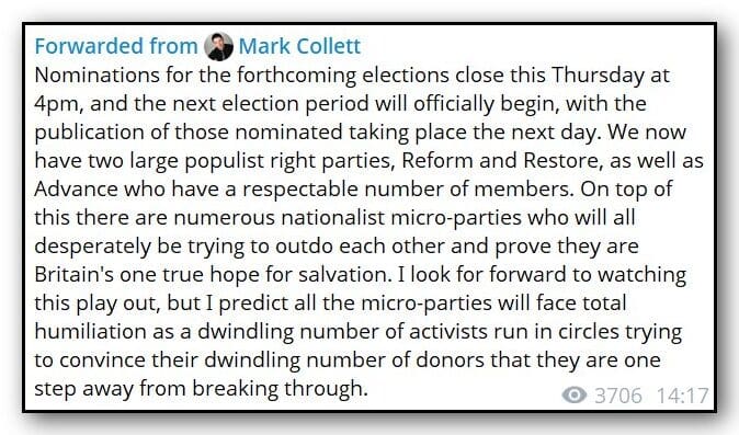 Collett dismisses elections