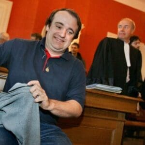 Vincent Reynouard eith lawyer during 2020 French trial