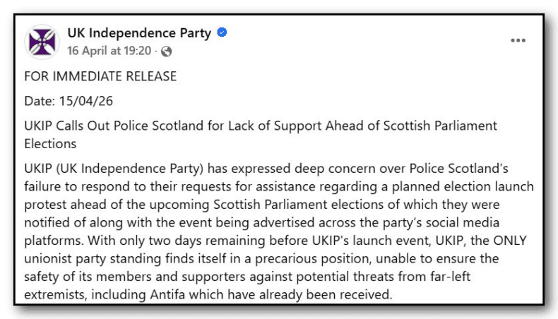 UKIP Scottish parliament campaign 2026