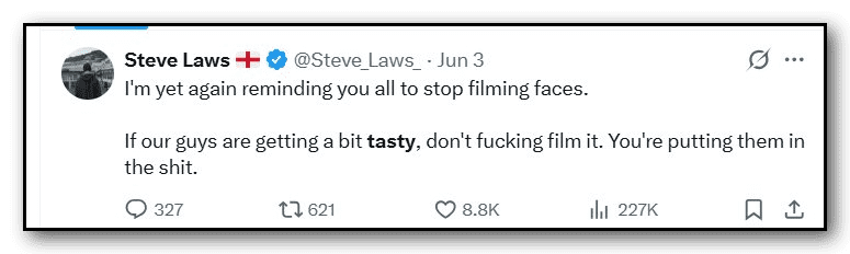 Steve Laws tweets about auditors